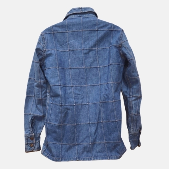 RARE VINTAGE 70s MOD Denim Jacket Patchwork, Men's Small Womens Med( listing as) - Picture 3 of 7